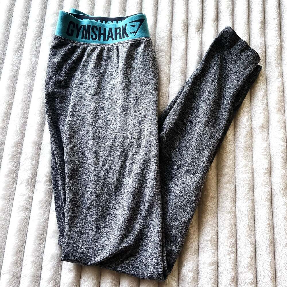 Gymshark Women's FLEX Low Rise Leggings, Size Large, Gray / Aqua
